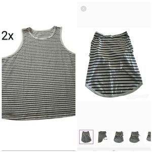 Matching dog & Womens plus sz 2 black white striped tank top shirt Nwtgs